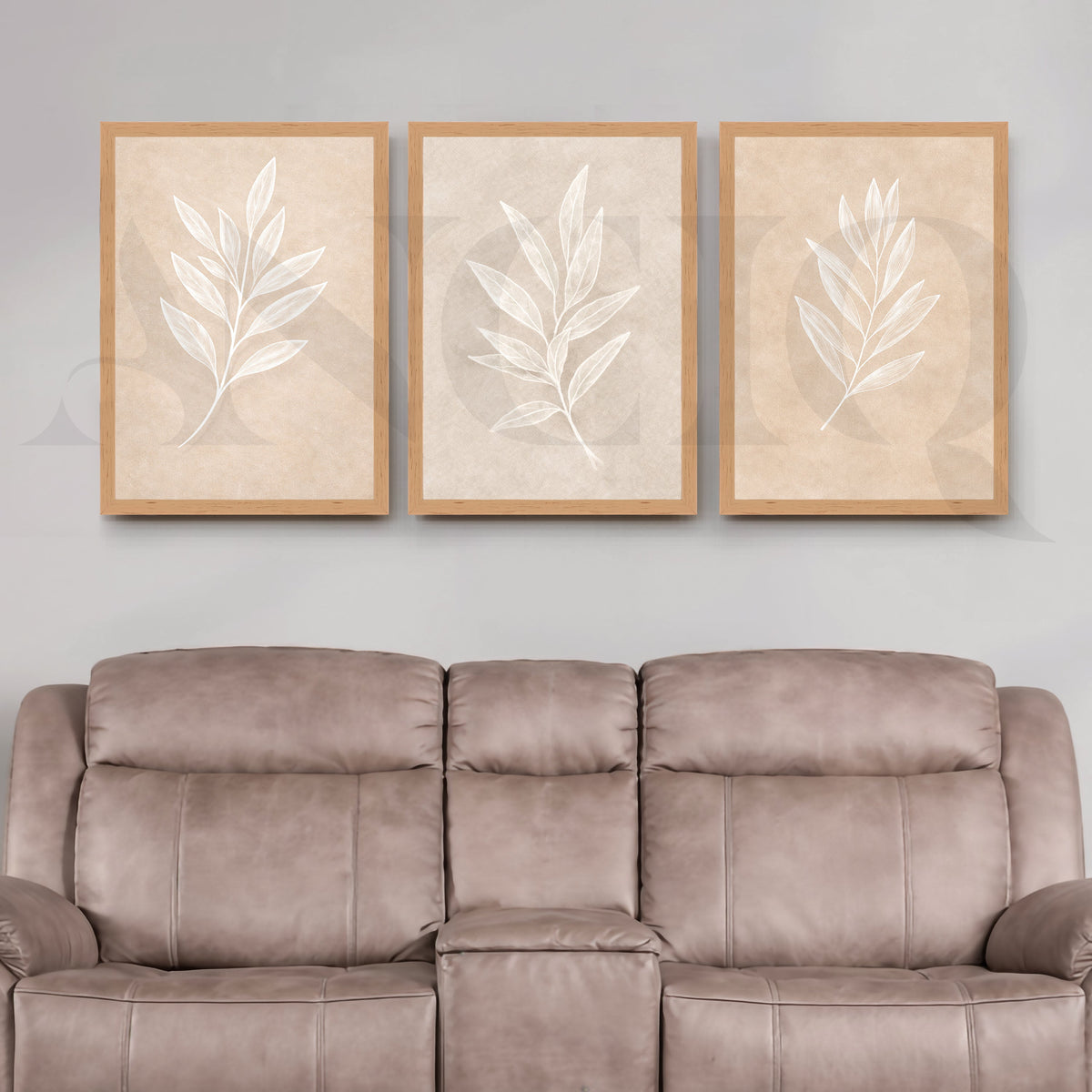 Minimal Leaf Imprint Gallery Wall – Set of 3 Botanical Artworks - 18 x 24 Inches – Asha Art Studio – Image 5