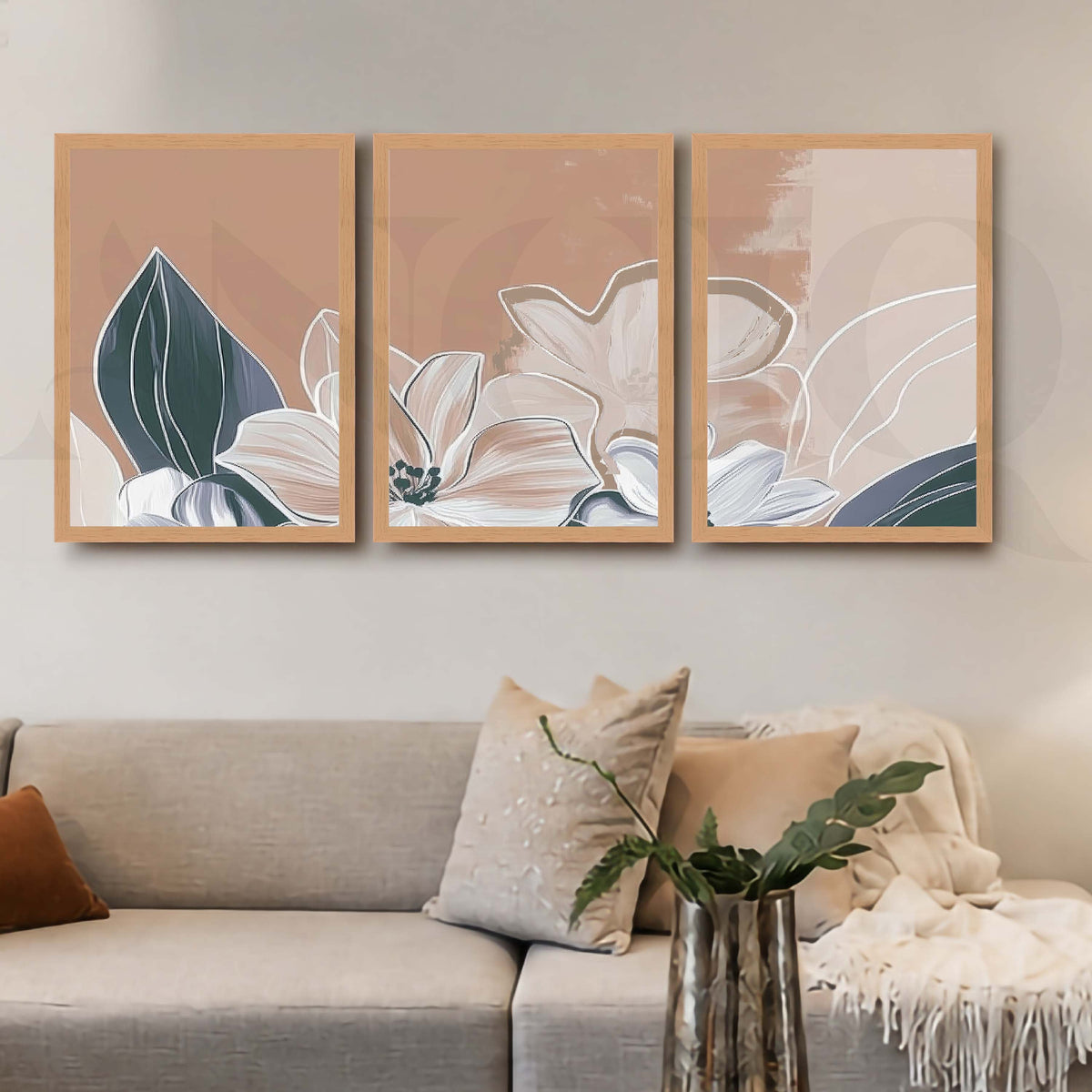 Soft Floral Botanical Gallery Wall Artwork Set of 3 – Asha Art Studio – Image 5