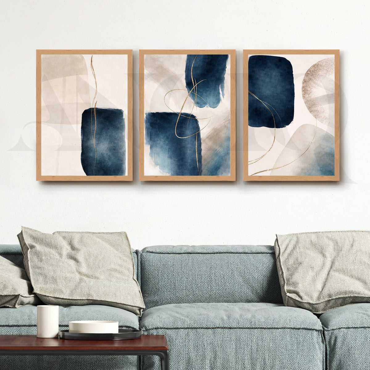 Midnight Blue Fluid Abstraction Gallery Wall – Set of 3 Contemporary Artworks - 18 x 24 Inches – Asha Art Studio – Image 5