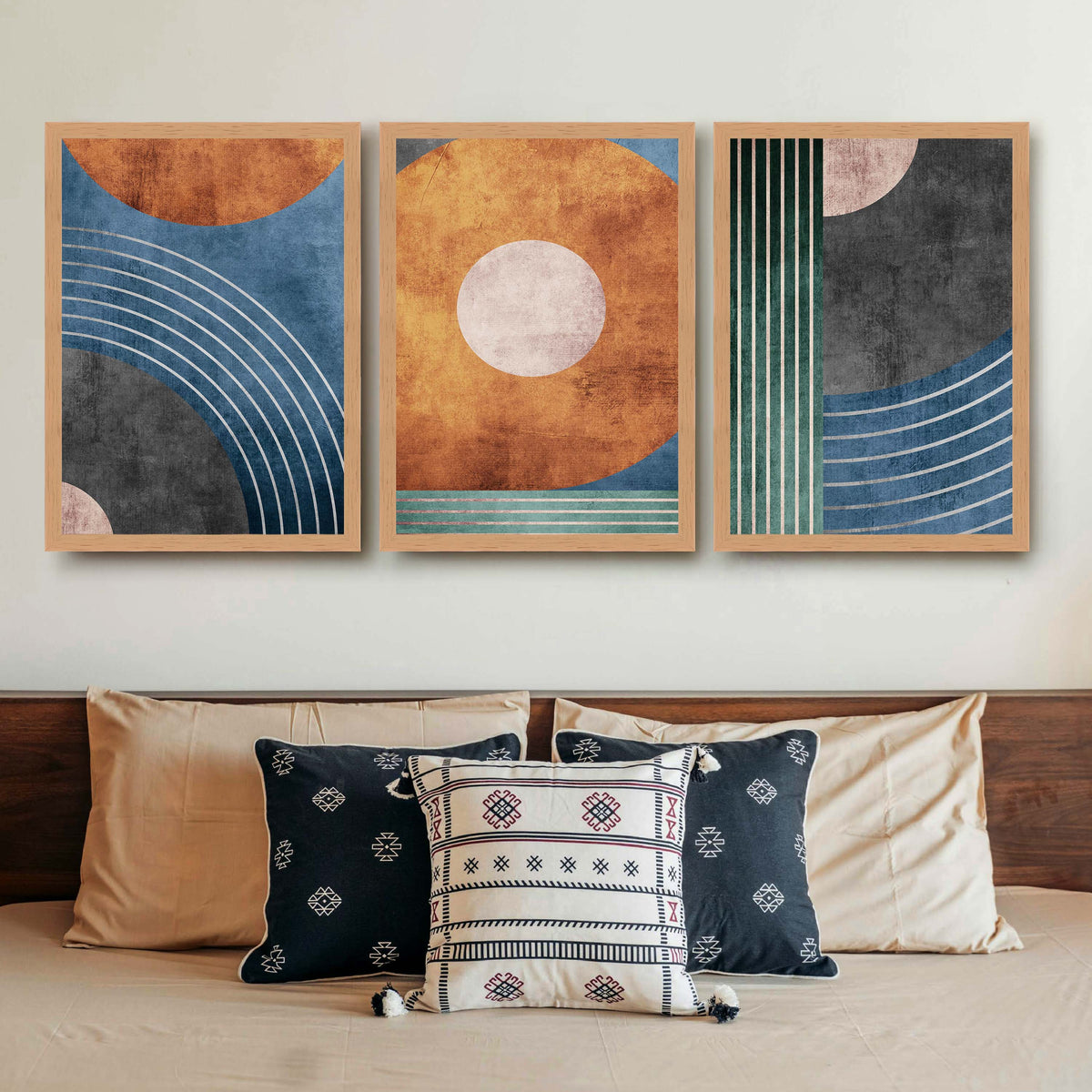 Retro Geometric Abstract Gallery Wall Set of 3 - 18 x 24 Inches – Asha Art Studio – Image 5