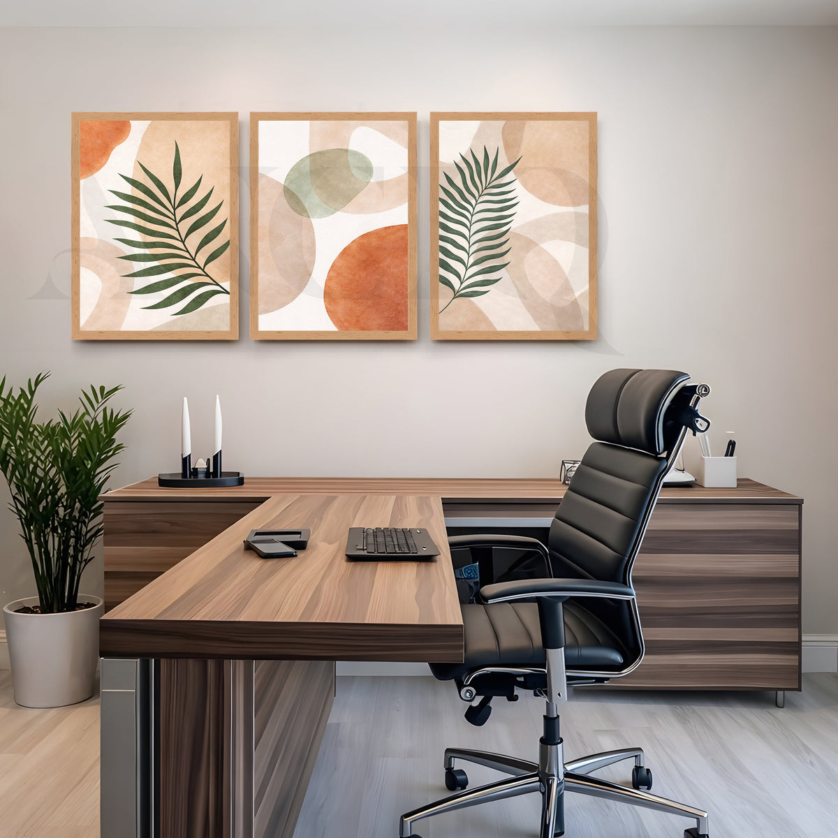 Modern Botanical Abstract Harmony Gallery Wall – Set of 3 Contemporary Artworks - 18 x 24 Inches – Asha Art Studio – Image 5