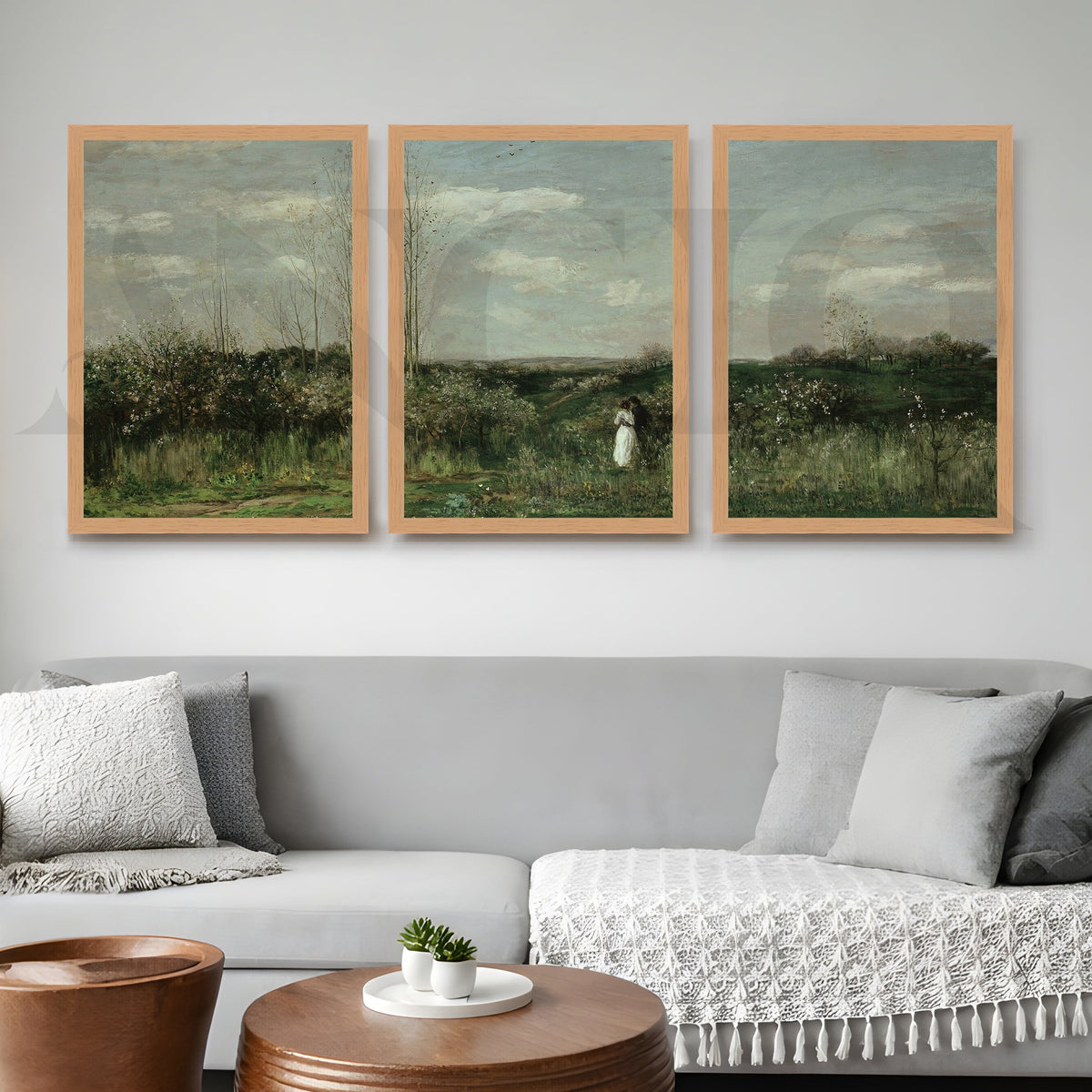 Serene Countryside Meadow Gallery Wall – Set of 3 Classic Landscape Artworks - 18 x 24 Inches – Asha Art Studio – Image 9