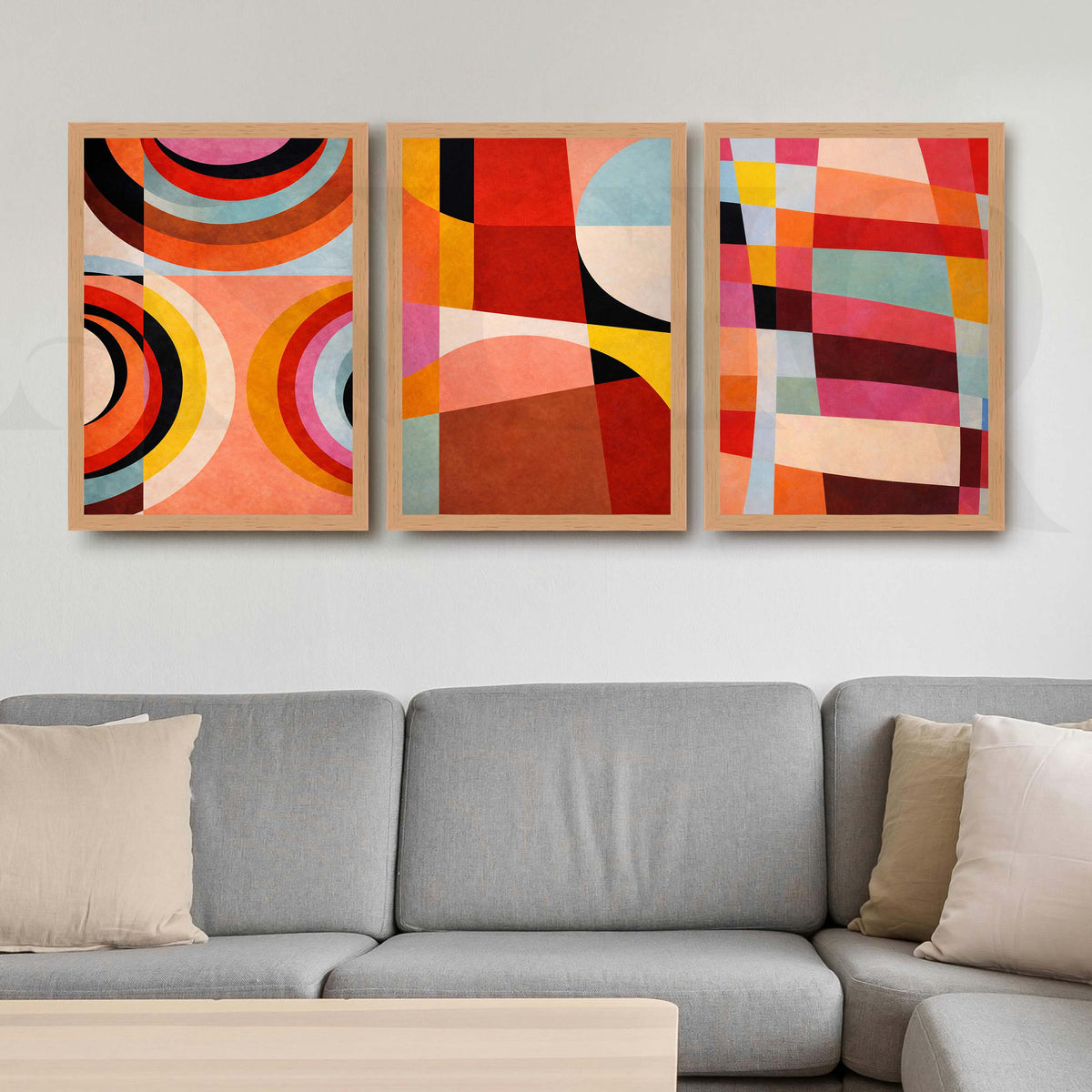 Vibrant Geometric Abstract Gallery Wall Artwork Set of 3 – Asha Art Studio – Image 5