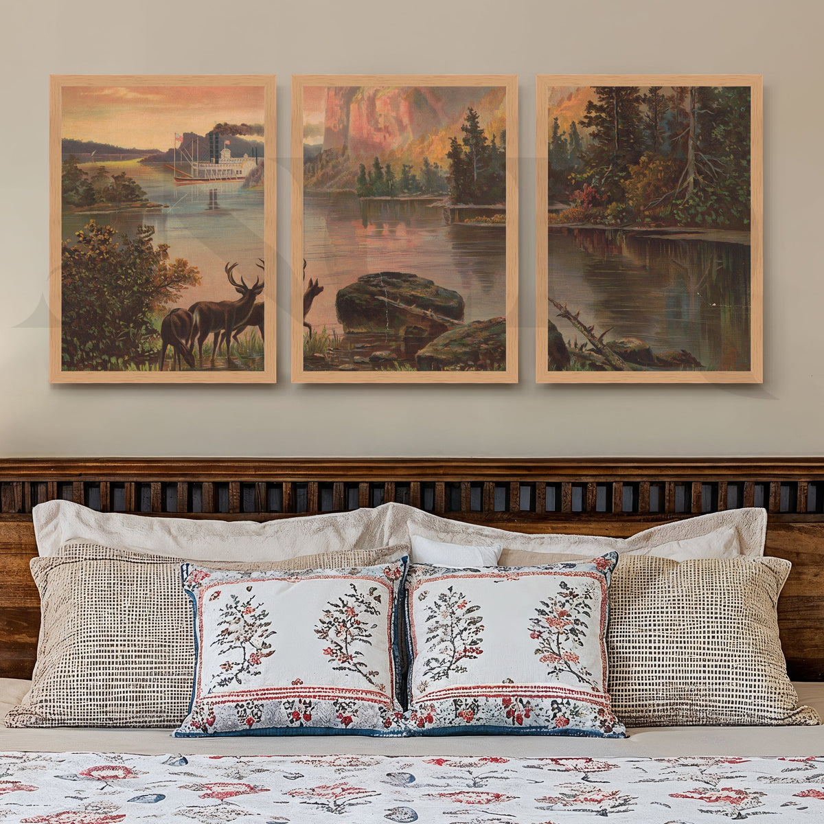 Vintage Wilderness Landscape Gallery Wall – Set of 3 Wilderness Artworks - 18 x 24 Inches – Asha Art Studio – Image 9