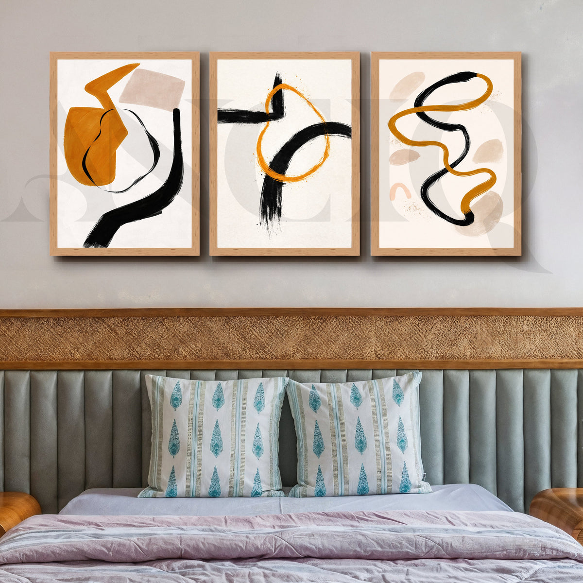Contemporary Stroke Harmony Gallery Wall – Set of 3 Abstract Line Artworks - 18 x 24 Inches – Asha Art Studio – Image 5