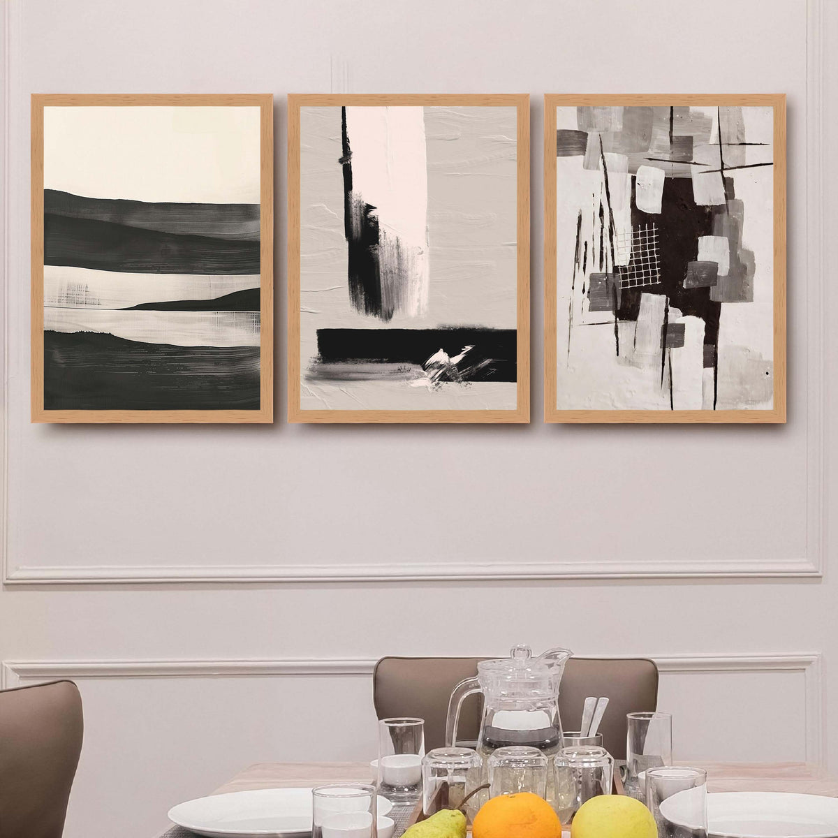 Monochrome Abstract Gallery Wall Set of 3 - 18 x 24 Inches – Asha Art Studio – Image 5