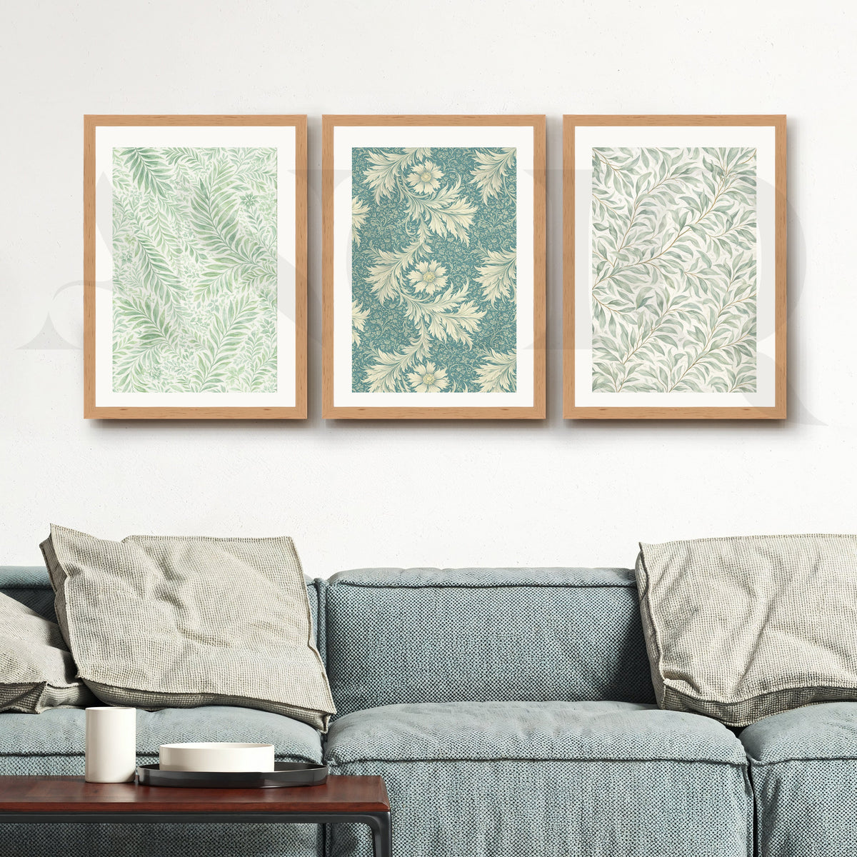 Vintage Botanical Textile Gallery Wall – Set of 3 Pattern Artworks - 18 x 24 Inches – Asha Art Studio – Image 9