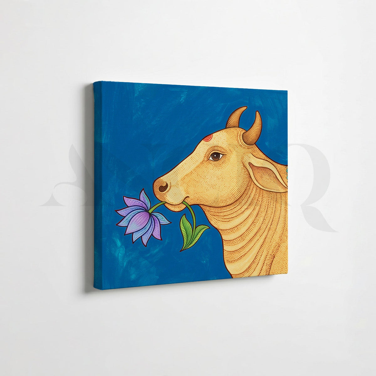 Sacred Cow Lotus Gallery Wall Canvas Artwork Set of 6 – Asha Art Studio – Image 2