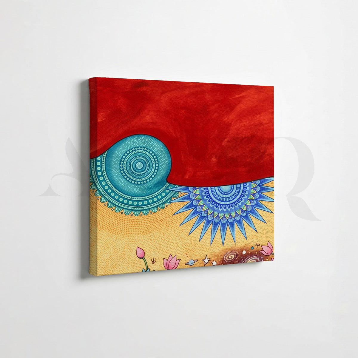 Sacred Cow Lotus Gallery Wall Canvas Artwork Set of 6 – Asha Art Studio – Image 3