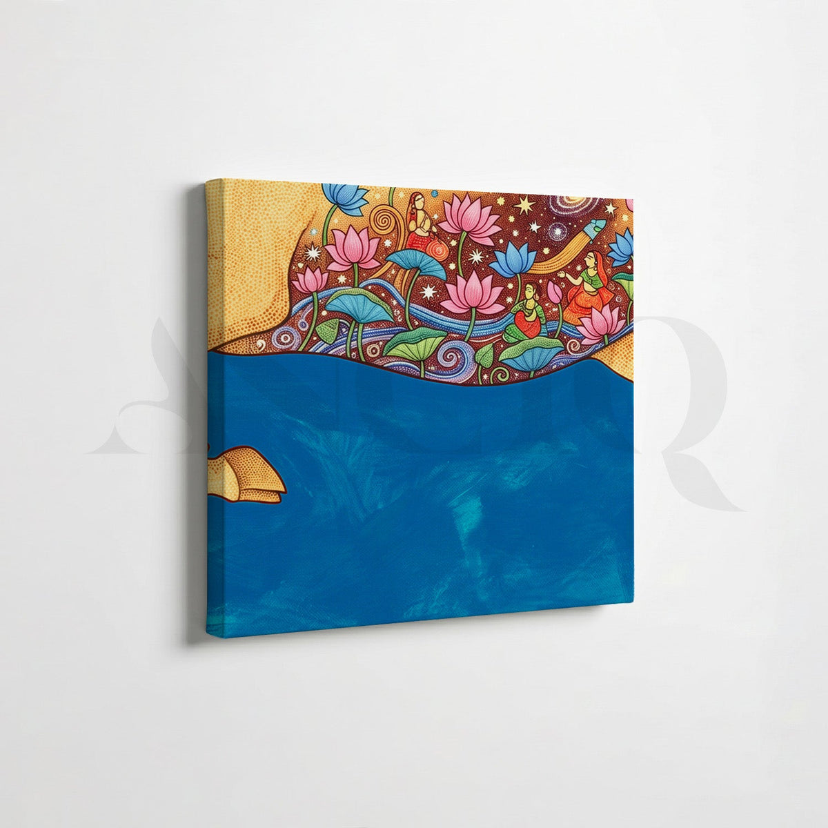 Sacred Cow Lotus Gallery Wall Canvas Artwork Set of 6 – Asha Art Studio – Image 6
