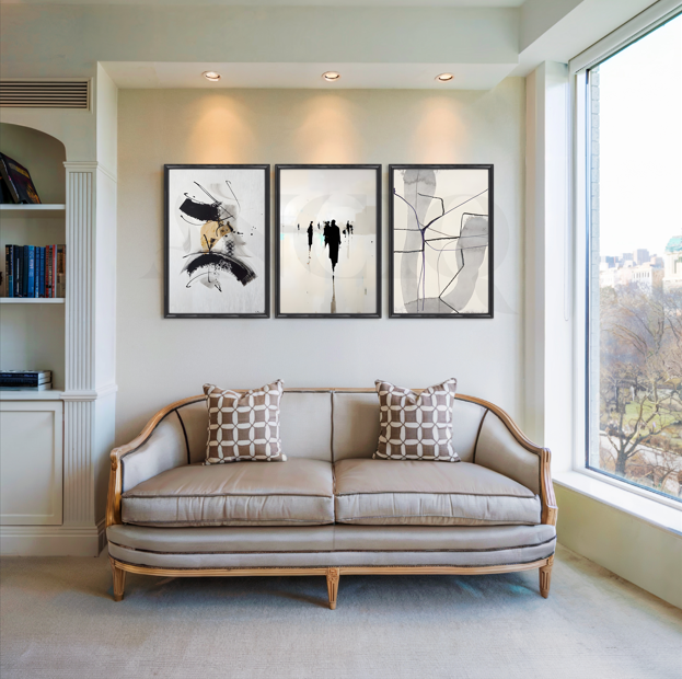 Urban Mist Abstractions Gallery Wall – Set of 3 Artworks – Asha Art Studio – Image 3
