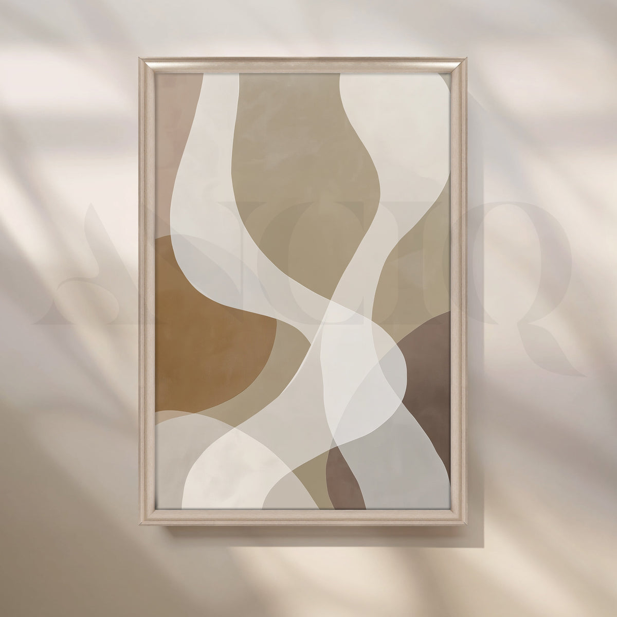 Neutral Beige Abstract Canvas Artwork with Flowing Organic Forms – Asha Art Studio – Image 4