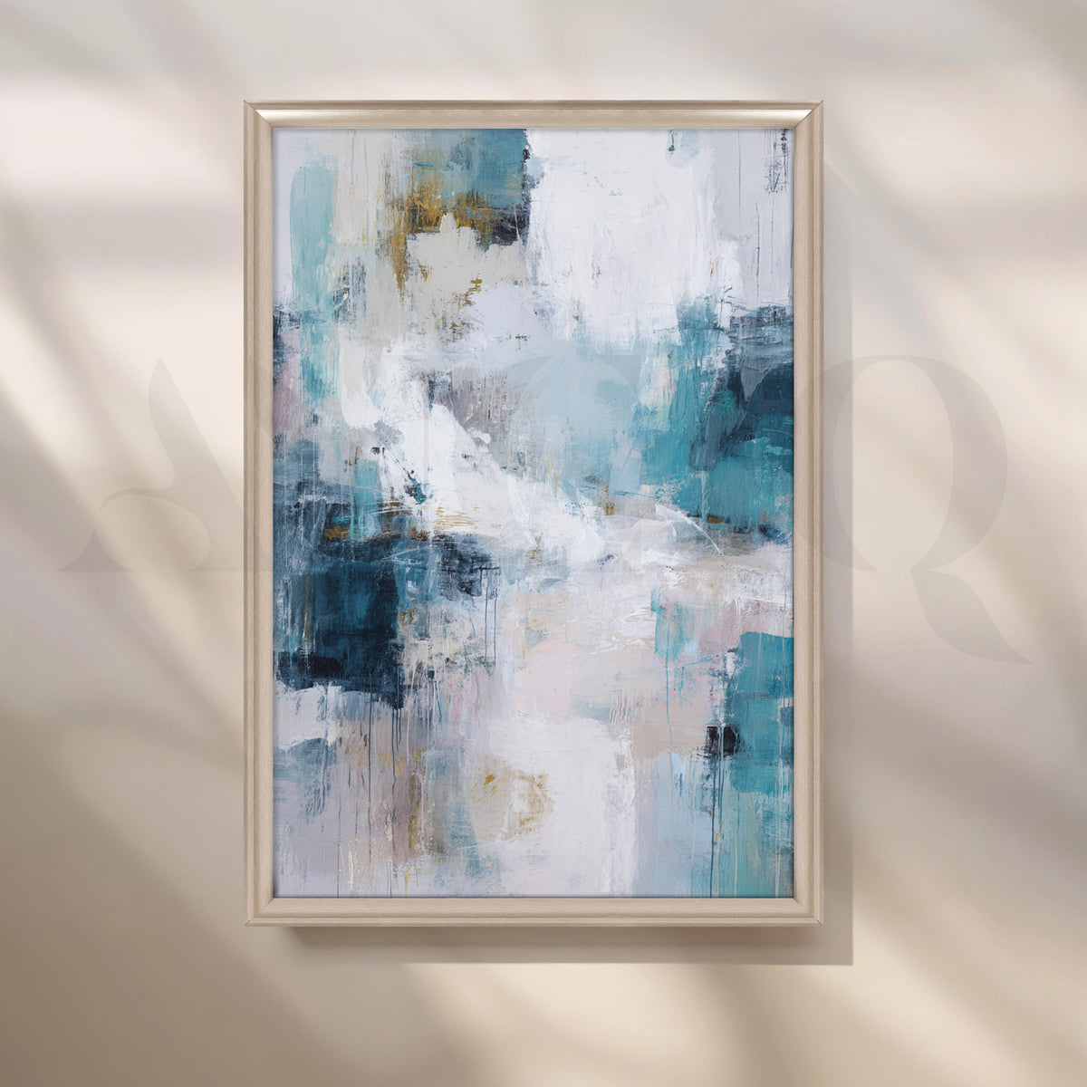 Blue and White Abstract Canvas Artwork with Modern Textured Design – Asha Art Studio – Image 4