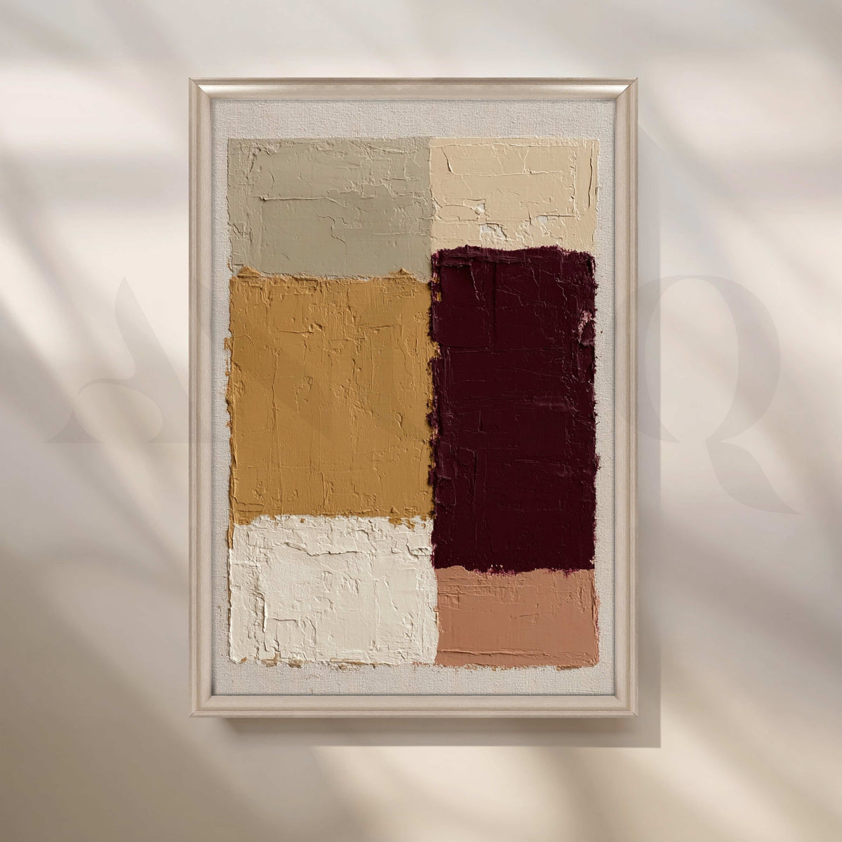 Textured Burgundy and Mustard Abstract Canvas Artwork – Asha Art Studio – Image 4
