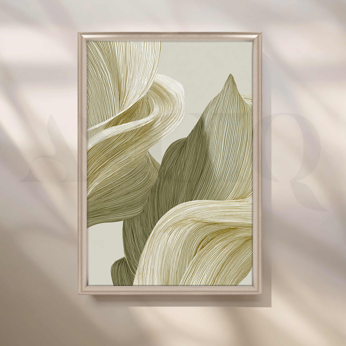 Olive and Ivory Organic Abstract Canvas Artwork – Asha Art Studio – Image 4