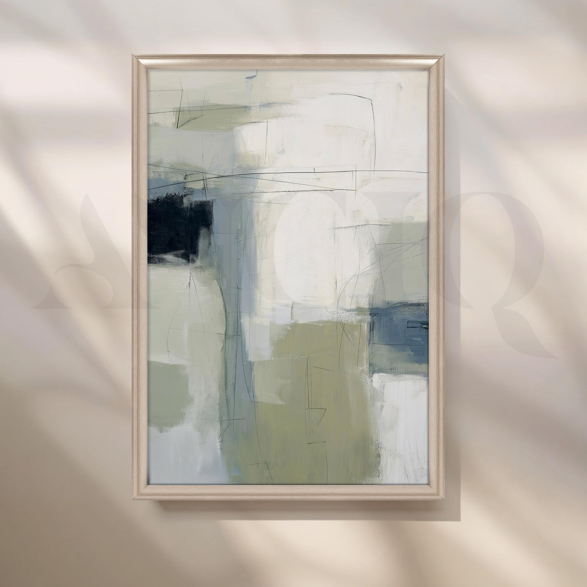 Soft Sage and Blue Abstract Canvas Artwork – Asha Art Studio – Image 4