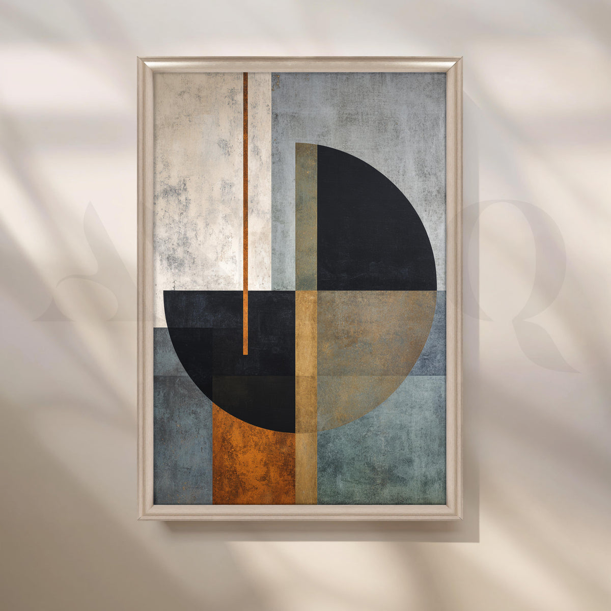 Geometric Black, Grey and Rust Abstract Canvas Artwork – Asha Art Studio – Image 4