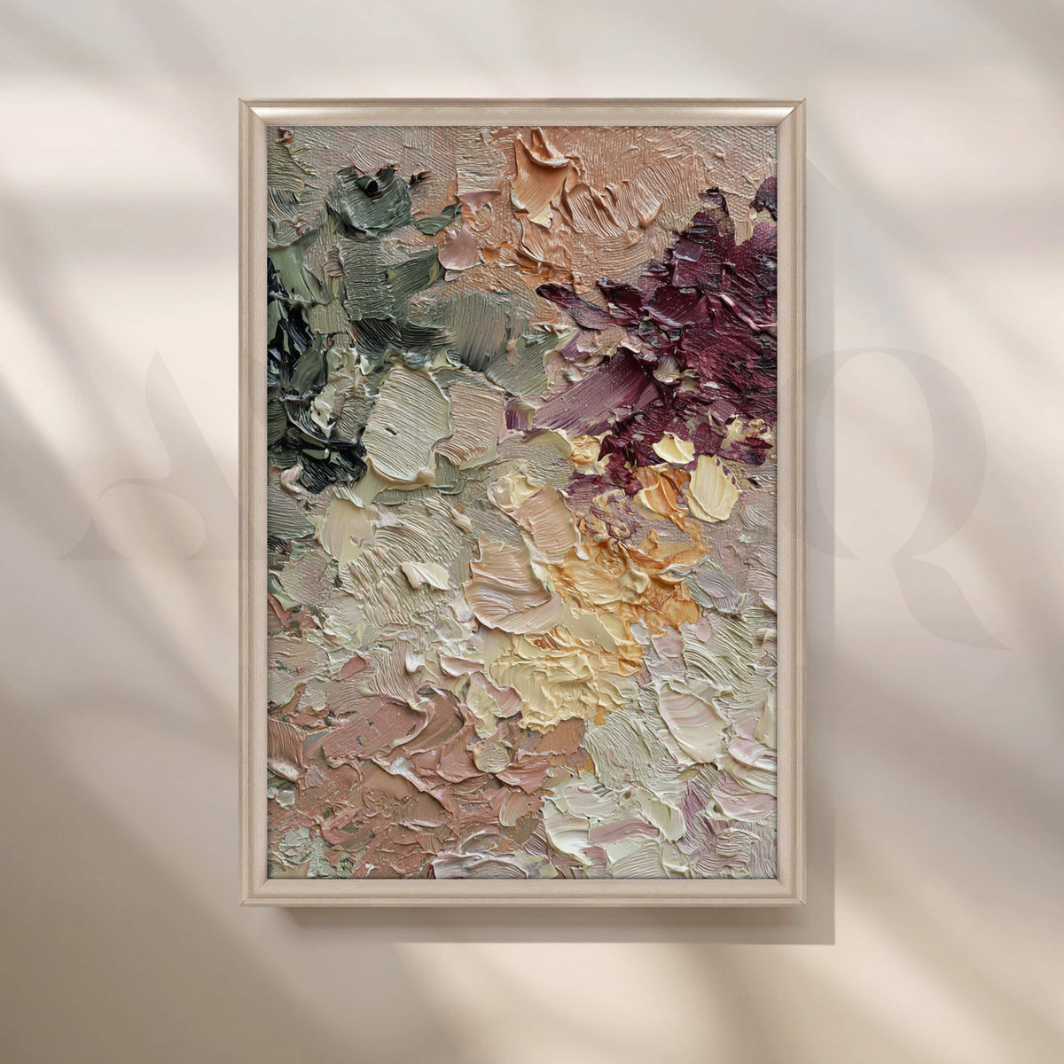 Textured Sage and Burgundy Abstract Canvas Artwork – Asha Art Studio – Image 4