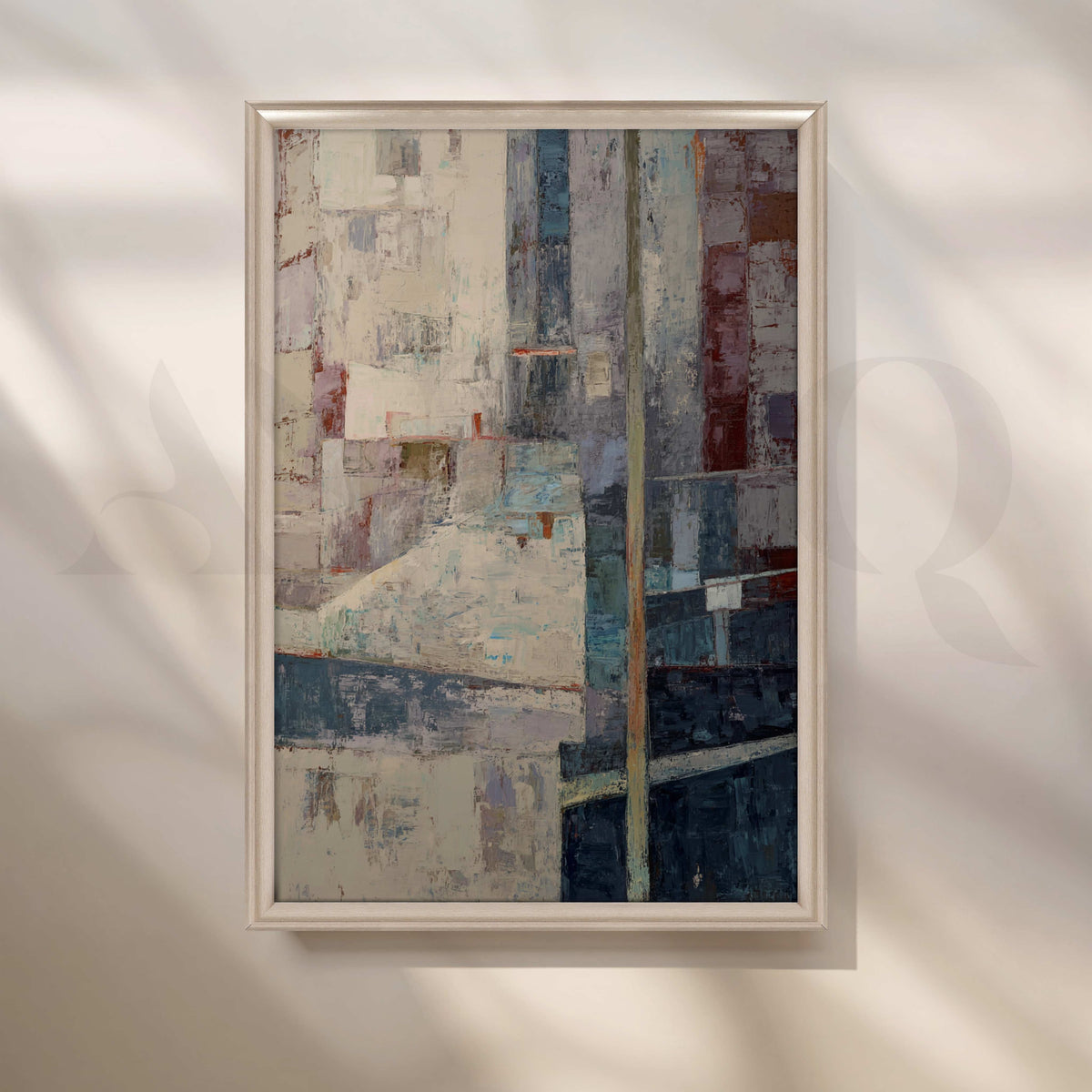 Urban Blue and Beige Abstract Canvas Artwork – Asha Art Studio – Image 4