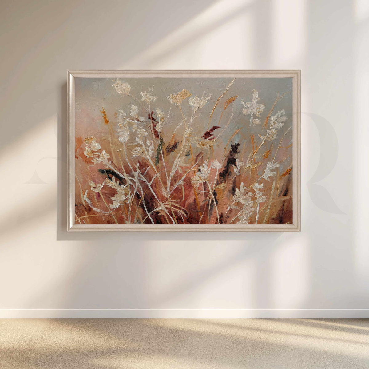 Soft Floral Field Canvas Artwork in Neutral – Asha Art Studio – Image 4