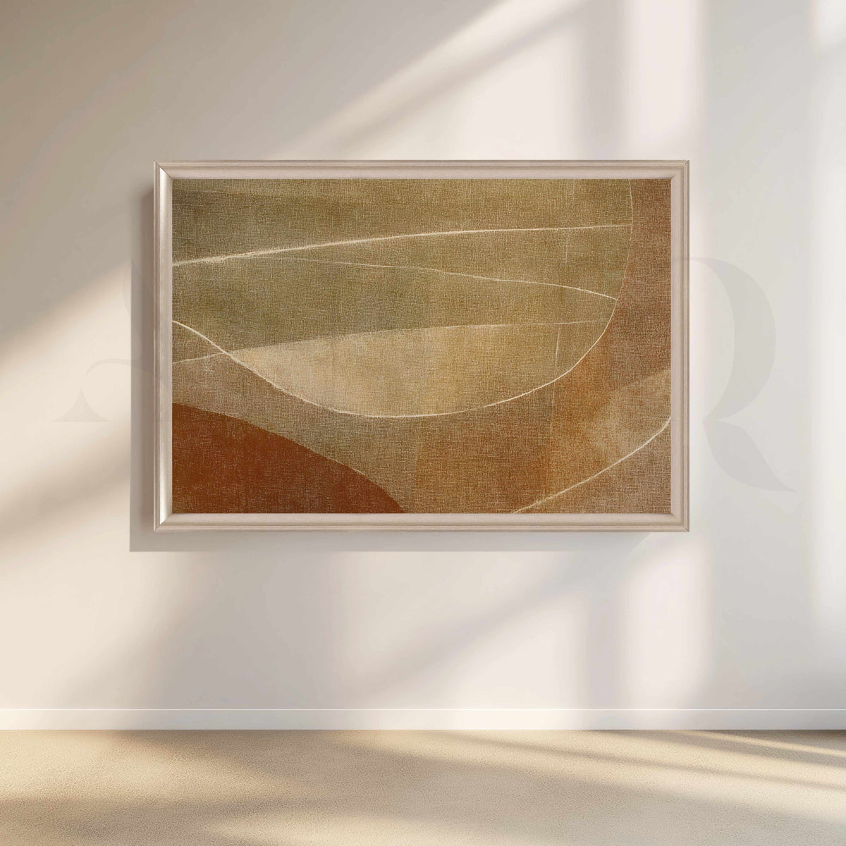 Earthy Neutral Abstract Canvas Artwork with Flowing Line Forms – Asha Art Studio – Image 4