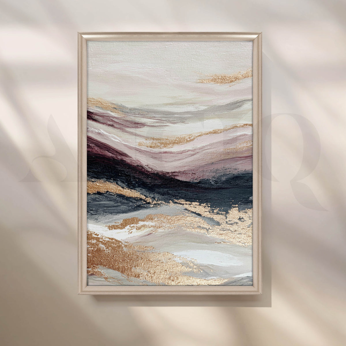 Blush, Charcoal and Gold Abstract Canvas Artwork – Asha Art Studio – Image 4