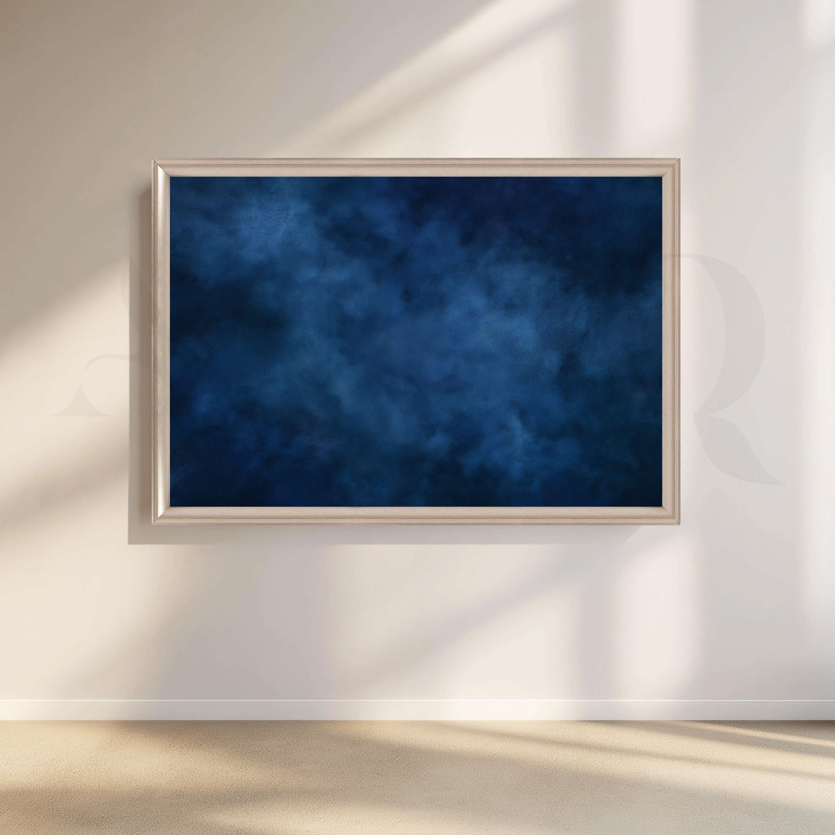 Deep Blue Textured Abstract Canvas Artwork – Asha Art Studio – Image 4