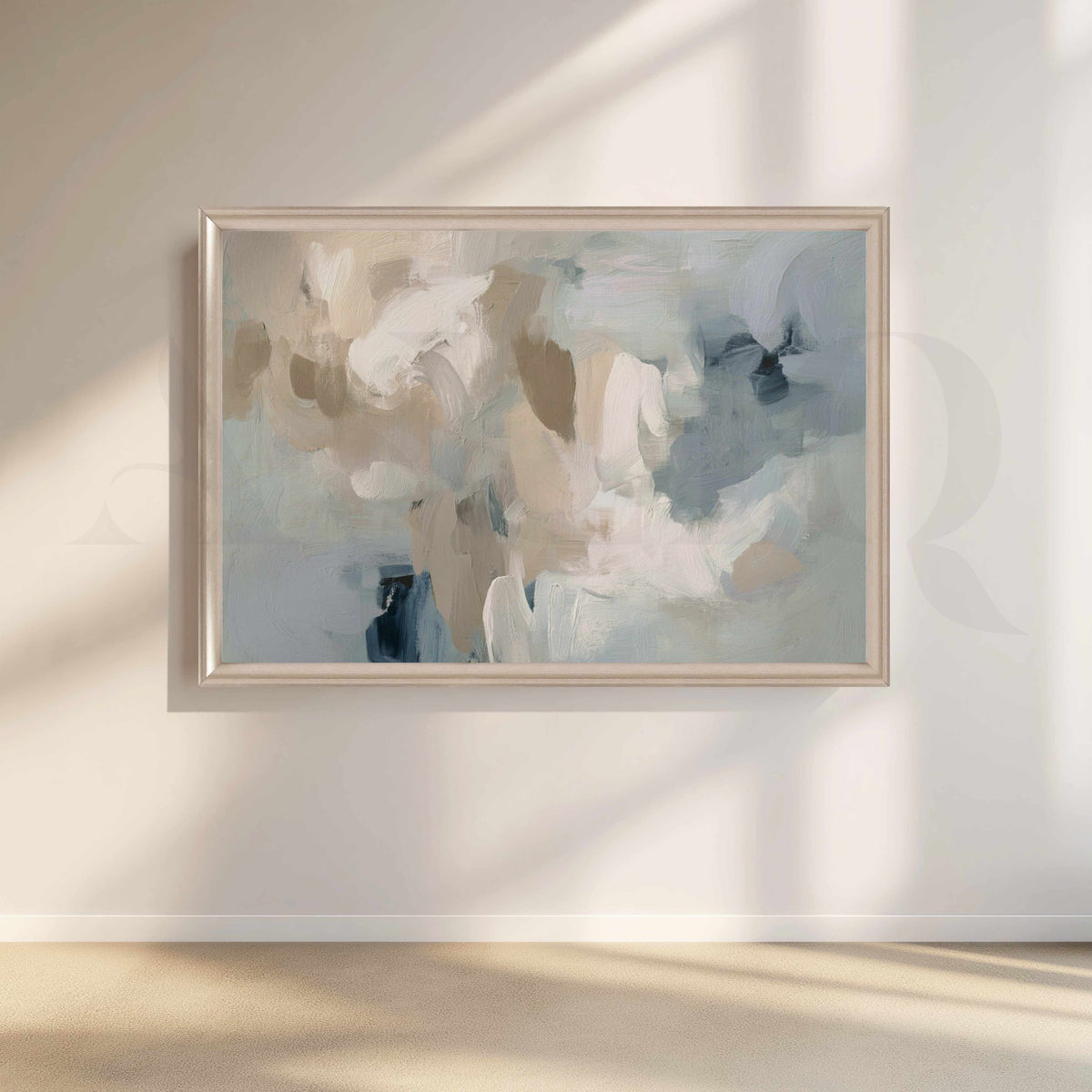 Soft Blue and Beige Abstract Canvas Artwork – Asha Art Studio – Image 4