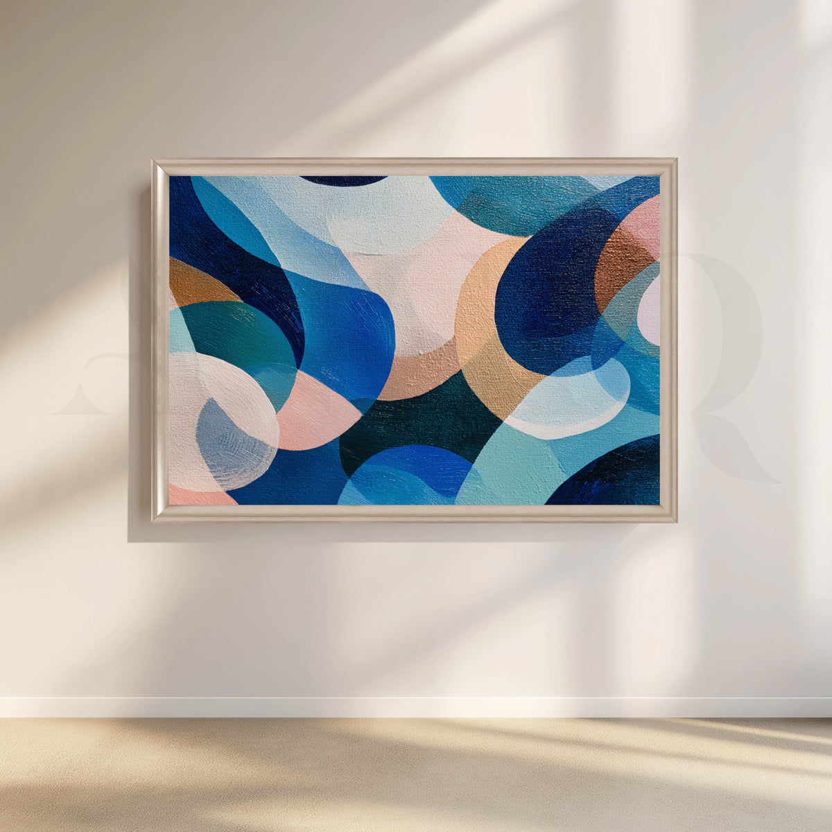 Modern Blue and Teal Geometric Abstract Canvas Artwork – Asha Art Studio – Image 4