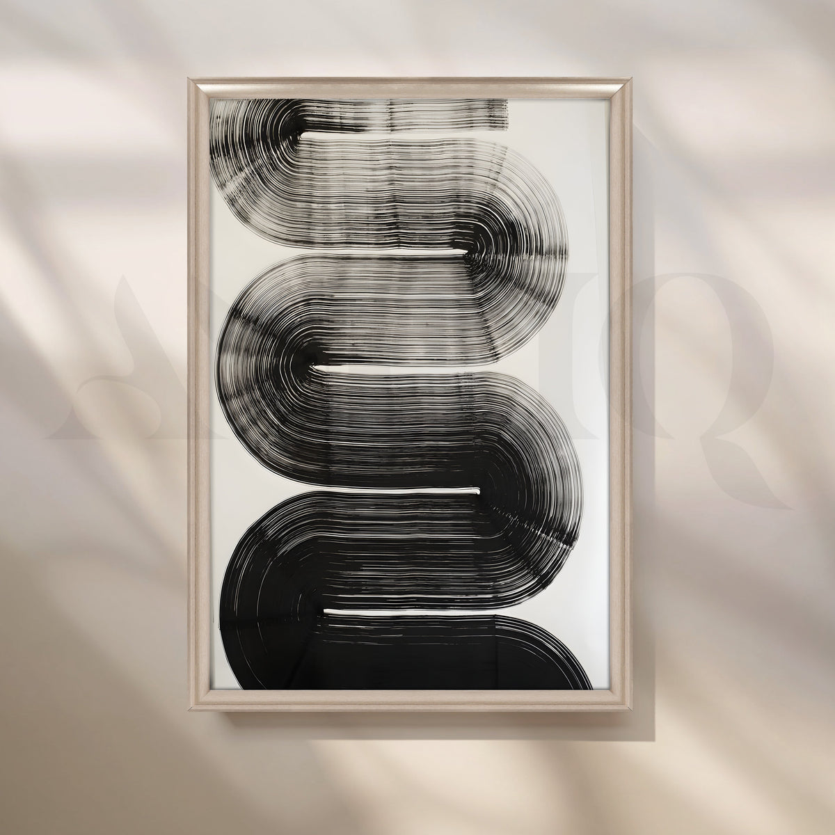Bold Monochrome Geometric Flow Artwork – Asha Art Studio – Image 4