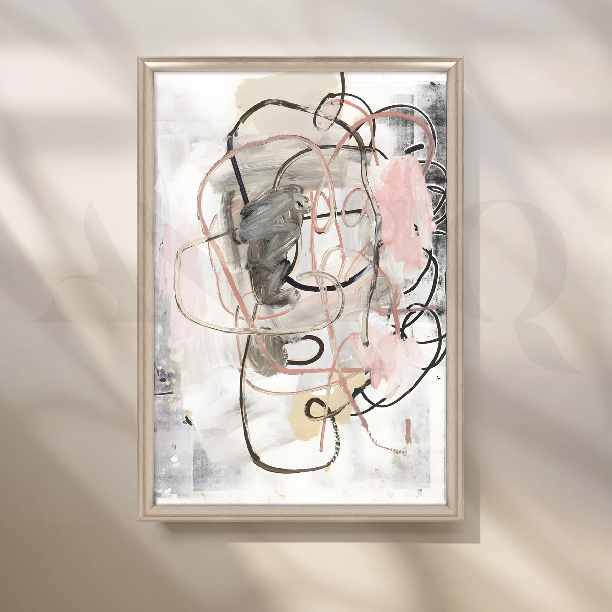 Soft Blush and Grey Abstract Canvas Artwork – Asha Art Studio – Image 4