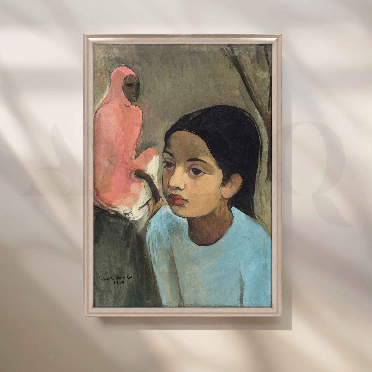 The Little Girl in Blue by Amrita Sher-Gil Canvas Artwork – Asha Art Studio – Image 4