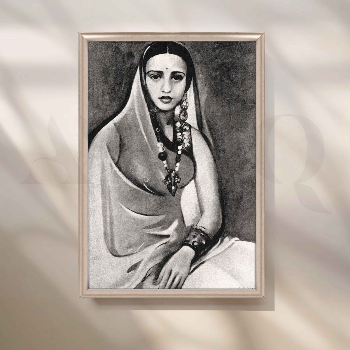 Amrita Sher-Gil in Graceful Sari Canvas Artwork – Asha Art Studio – Image 4