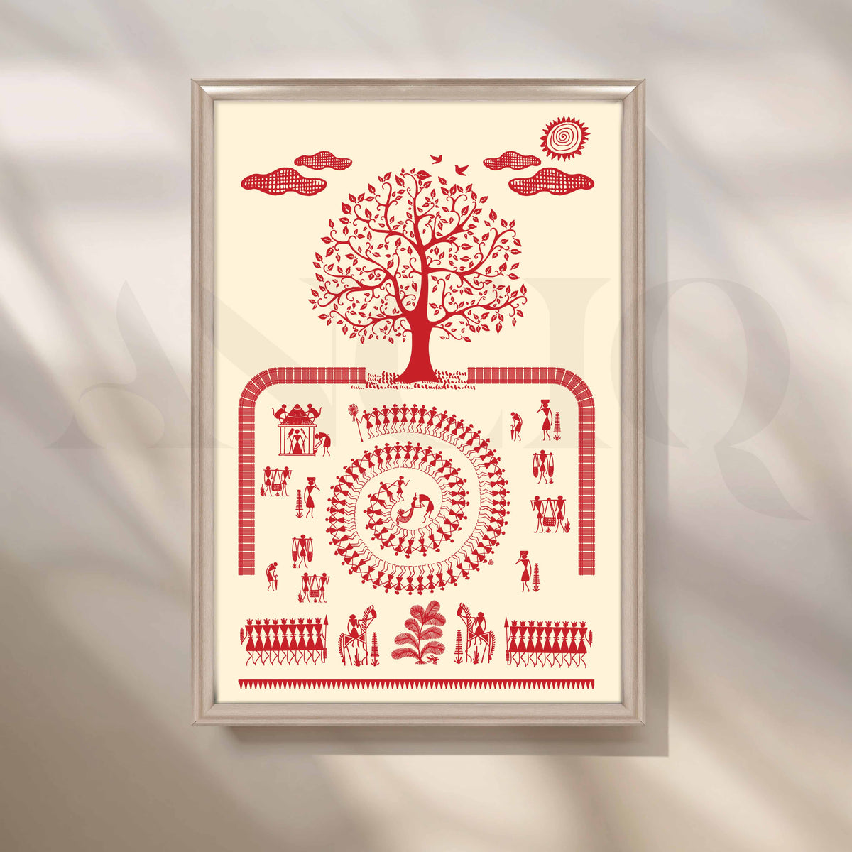 Warli Tree of Life Canvas Wall Artwork – Asha Art Studio – Image 4