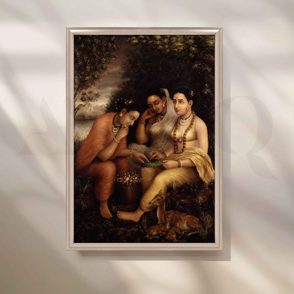 Shakuntala Patra-Lekhan by Raja Ravi Varma Canvas Artwork – Asha Art Studio – Image 4