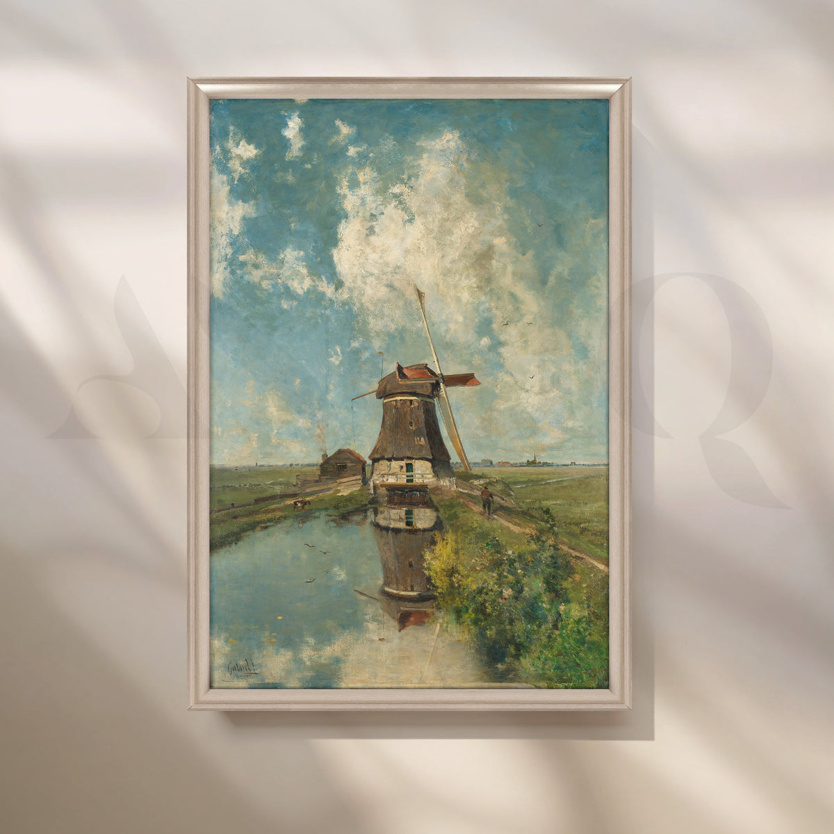 Windmill by Canal Canvas Artwork – Asha Art Studio – Image 4