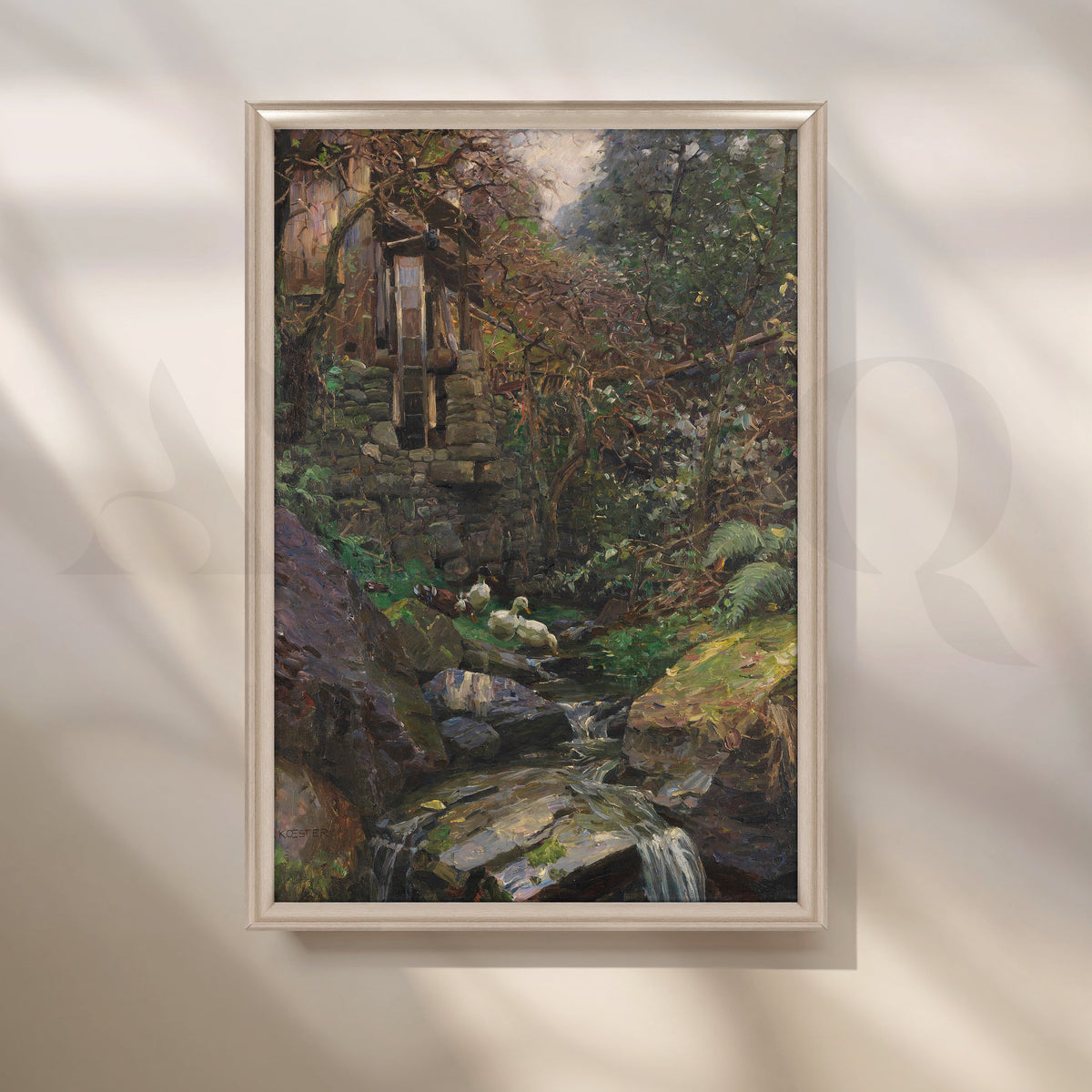 Rustic Watermill & Stream Canvas Artwork – Asha Art Studio – Image 4