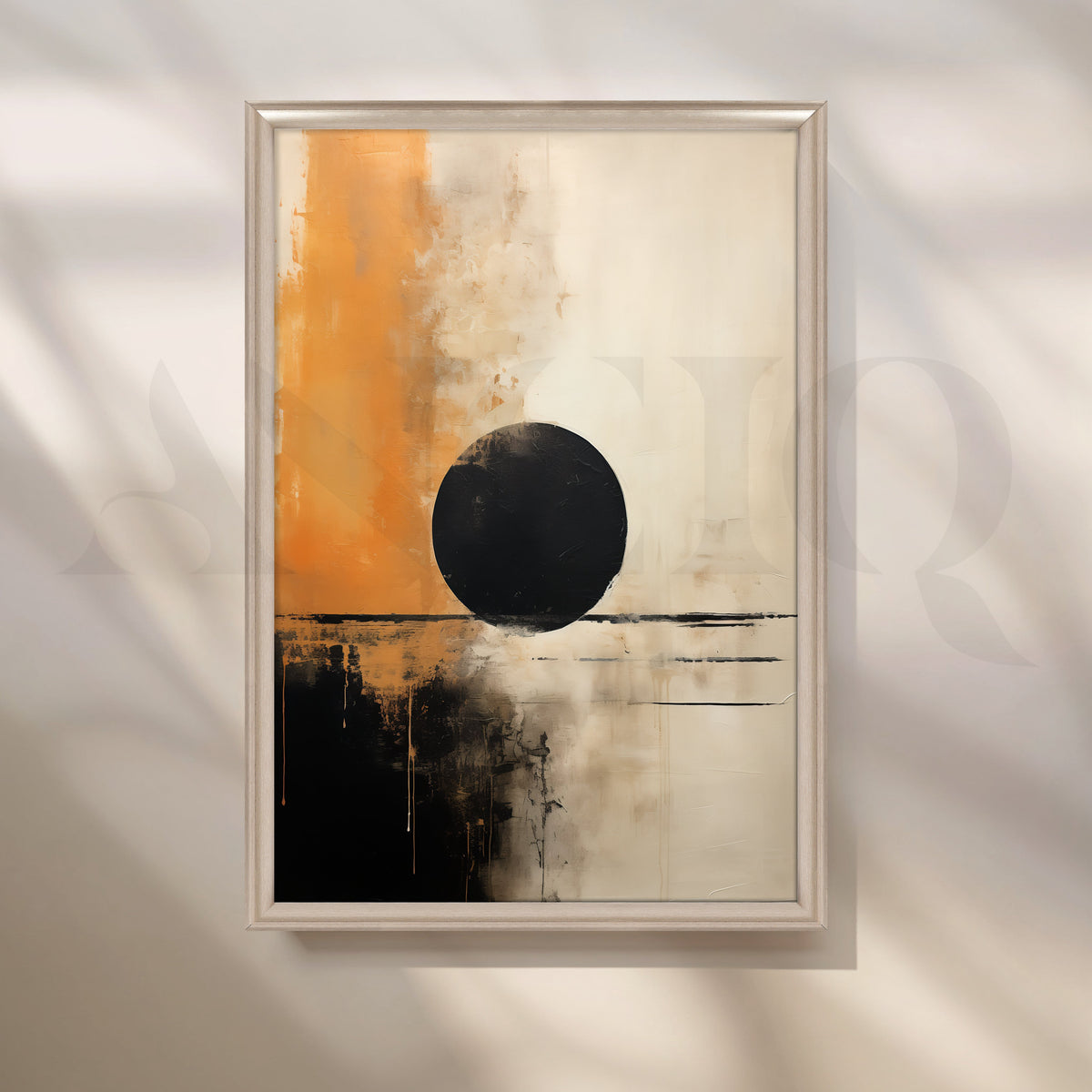 Modern Abstract Black Circle Canvas Artwork – Asha Art Studio – Image 4