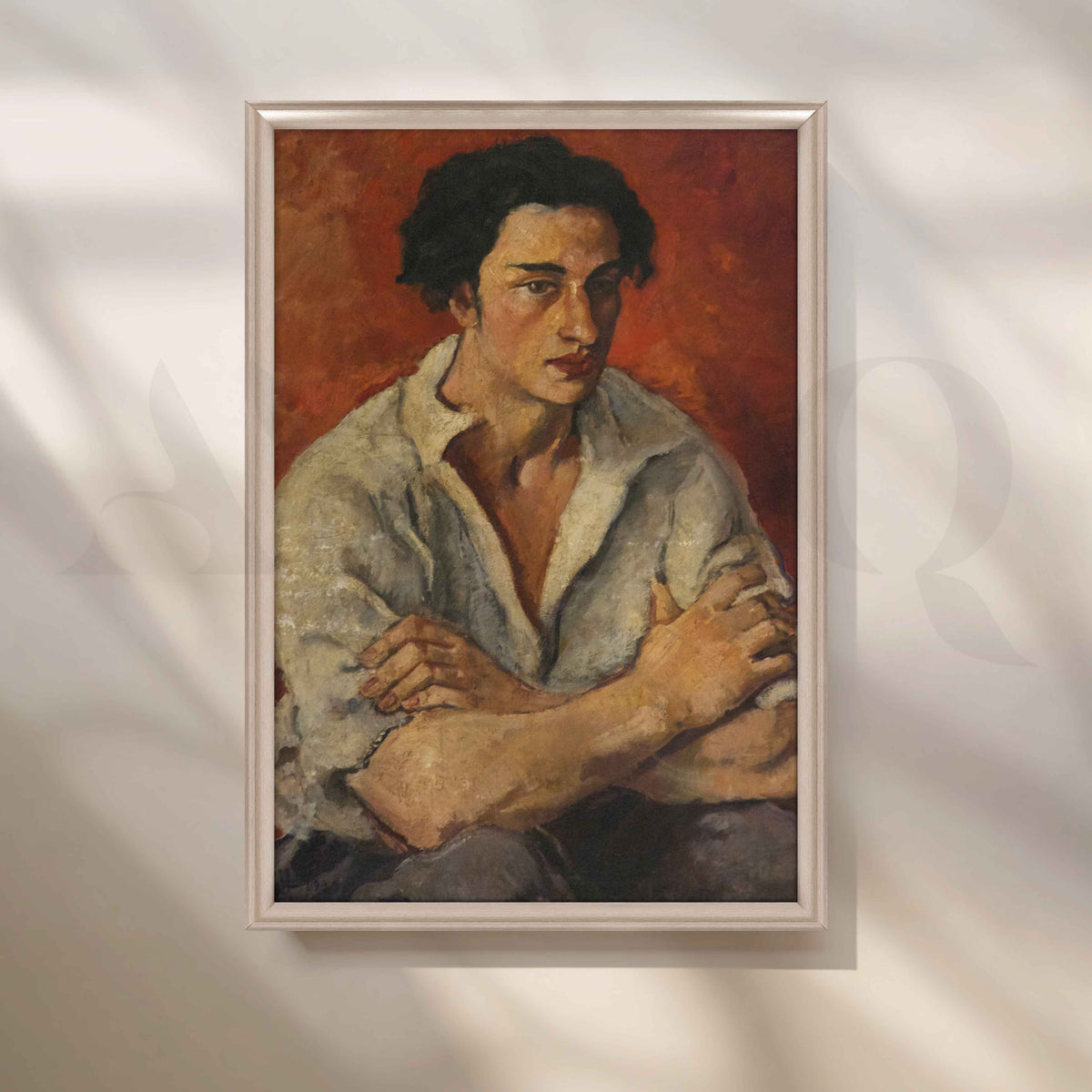 Portrait of a Young Man by Amrita Sher-Gil Canvas Artwork – Asha Art Studio – Image 4
