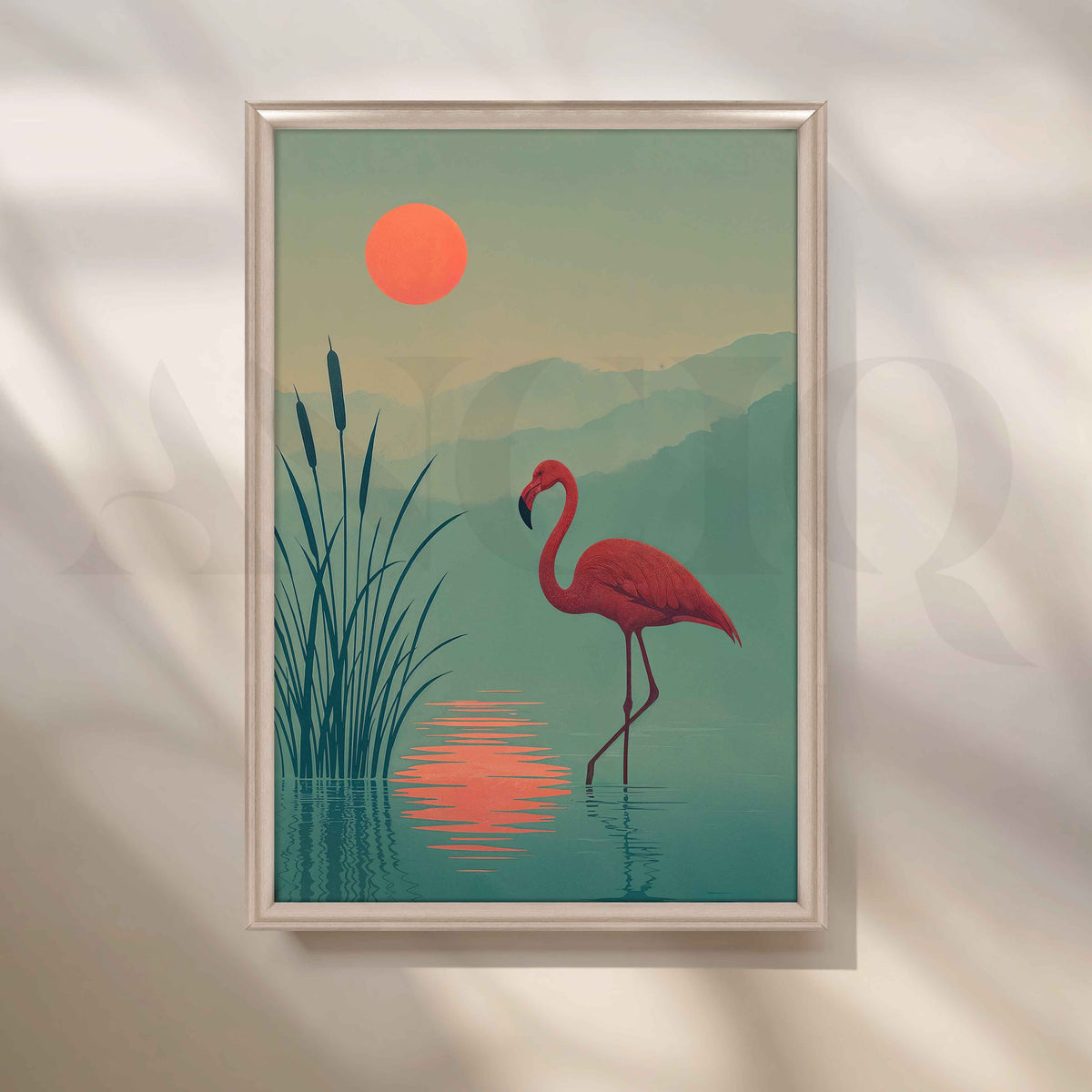 Minimalist Flamingo Sunset Canvas Artwork – Asha Art Studio – Image 4