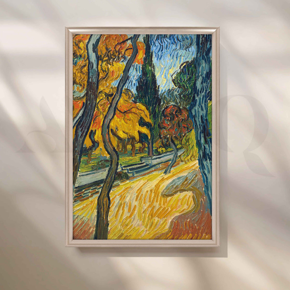Tree-Lined Autumn Golden Path Canvas Artwork – Asha Art Studio – Image 4