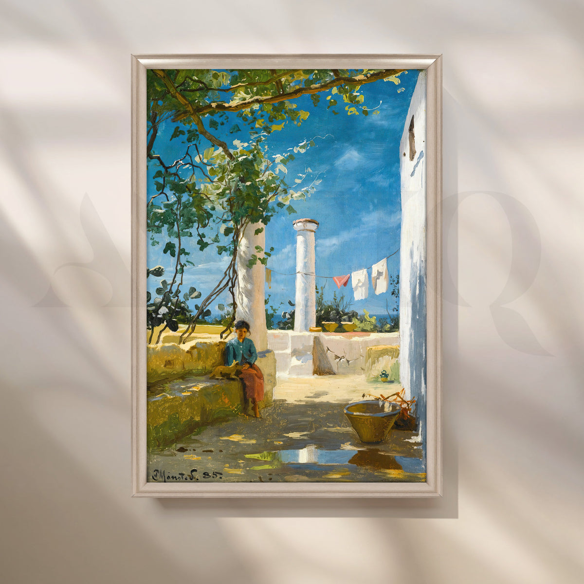 Sunlit Courtyard Canvas Artwork – Asha Art Studio – Image 4