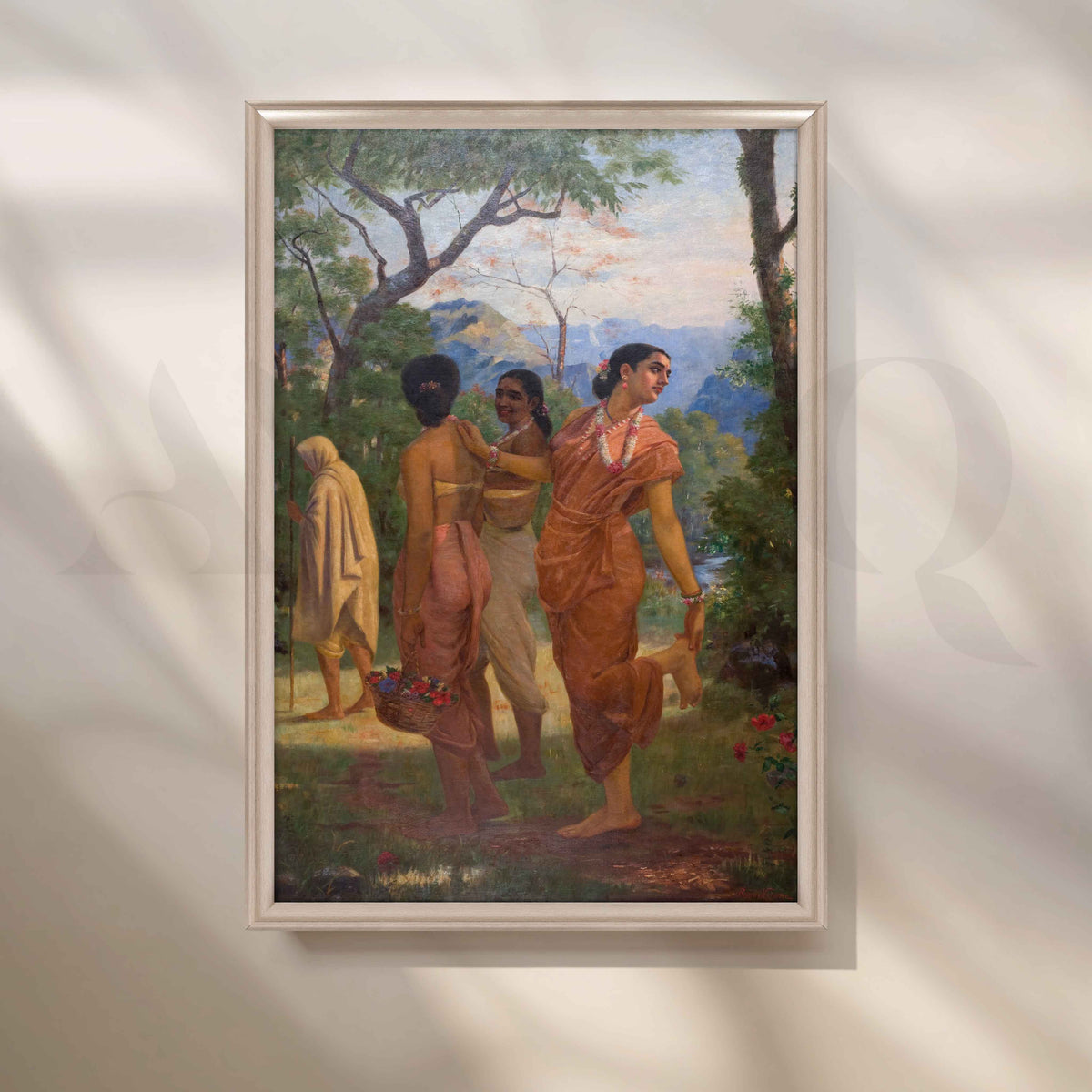 Shakuntala Looking for Dushyanta by Raja Ravi Varma Canvas Artwork – Asha Art Studio – Image 4