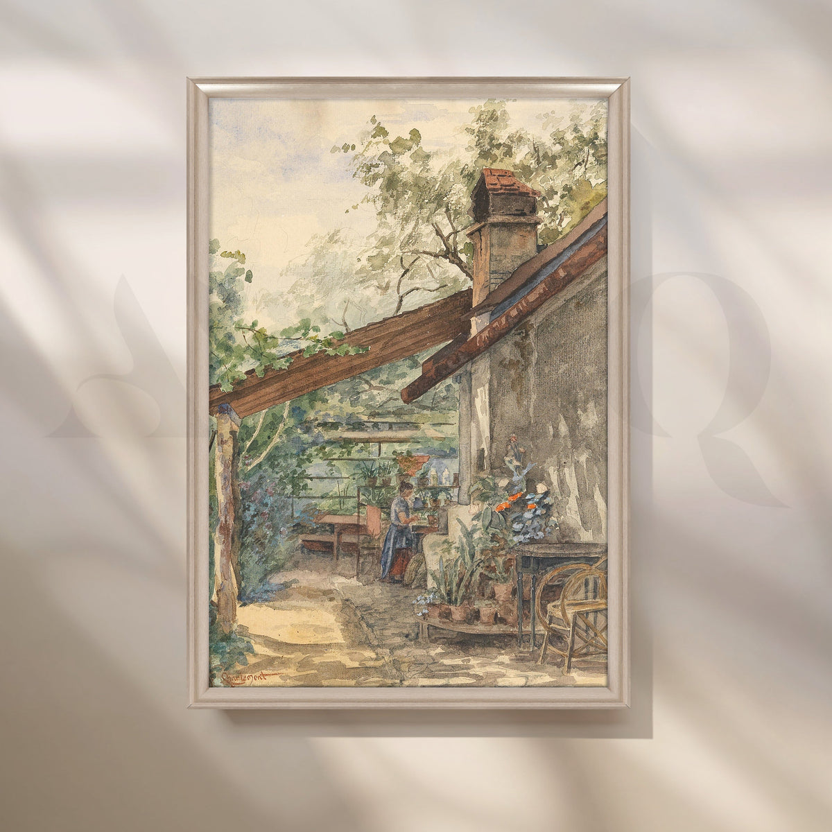 Rustic Garden Terrace Canvas Artwork – Asha Art Studio – Image 4