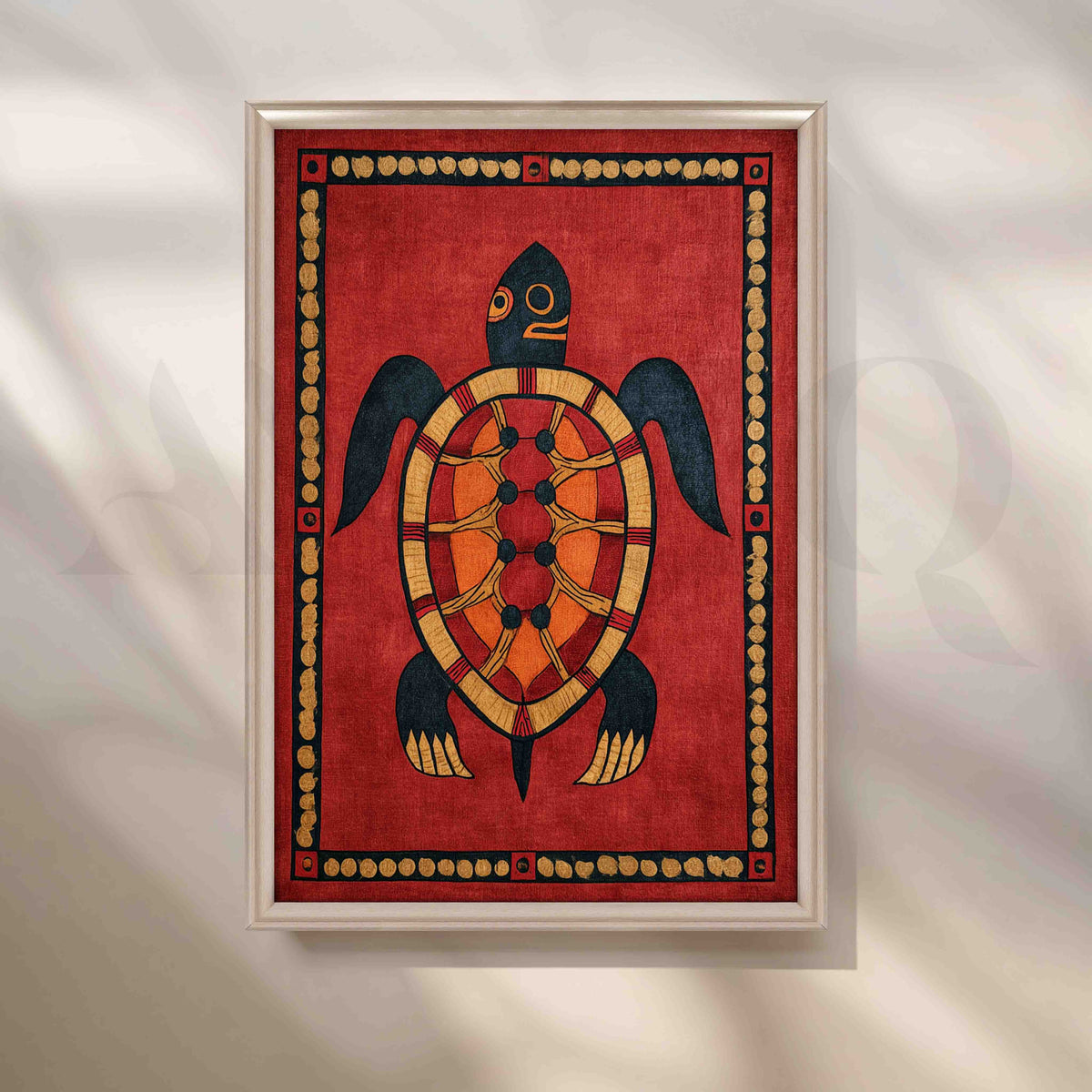 Traditional Turtle Madhubani Folk Canvas Artwork – Asha Art Studio – Image 4