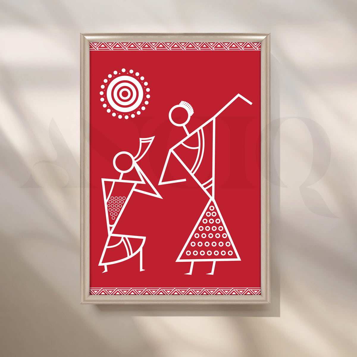 Minimal Warli Tribal Couple Artwork – Asha Art Studio – Image 4