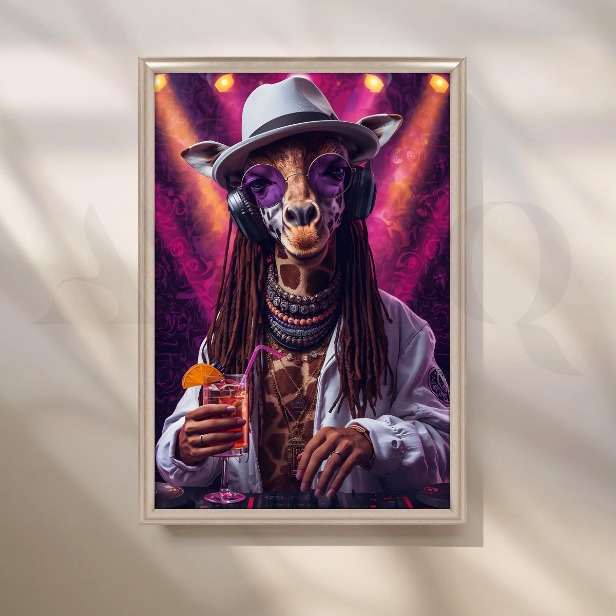 Cool DJ Giraffe Neon Pop Art – Asha Art Studio – Image 4