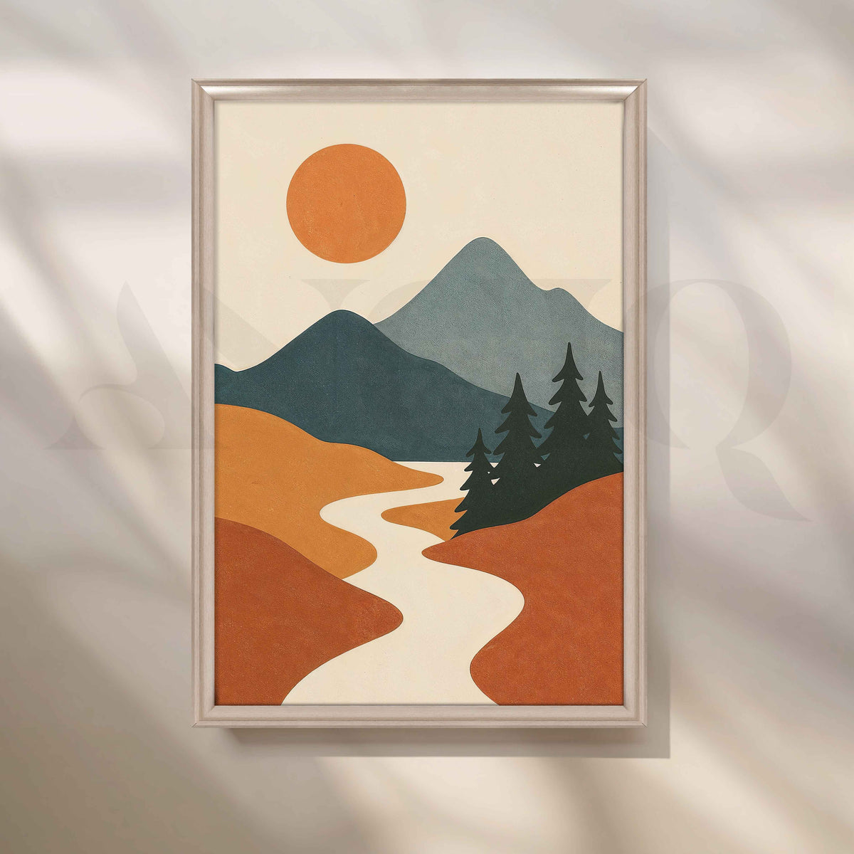 Asha Art Studio Minimalist Mountain Sunset Canvas Artwork – Asha Art Studio – Image 4