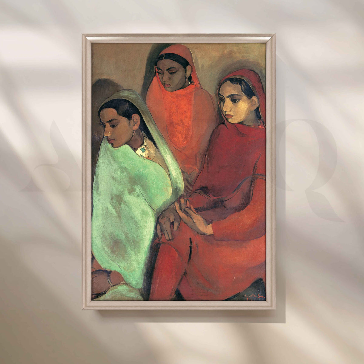 Three Girls by Amrita Sher-Gil Canvas Artwork – Asha Art Studio – Image 4