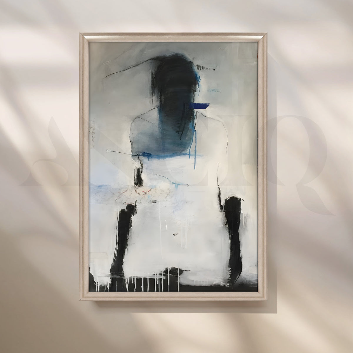 Moody Blue and Grey Figurative Abstract Artwork – Asha Art Studio – Image 4